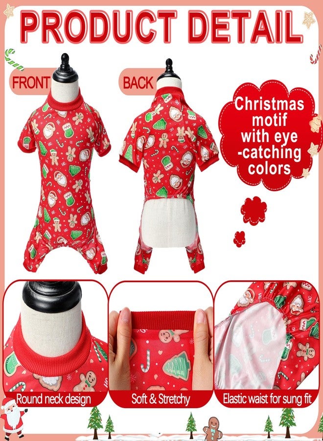 بيجامات عيد الميلاد للكلاب من SilTriangle، 6 قطع، بتصميمات بابا نويل ورجل الثلج ورجل خبز الزنجبيل، بيجامات عيد الميلاد للكلاب، ملابس دافئة لطيفة للجراء في عيد الميلاد، ملابس بيجامات للحيوانات الأليفة لعطلة الشتاء (صغير) - Image 3